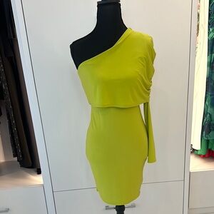 Lime Green One-Shoulder Dress